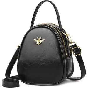 Women Black Gold Imported Faux Leather Stylish Small Crossbody Messenger Bags